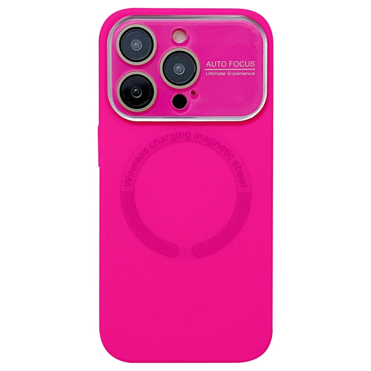 For iPhone 16 Pro Large Window Acrylic Glass Lens MagSafe Silicone Phone Case
