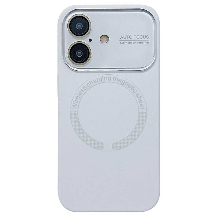 For iPhone 16 Plus Large Window Acrylic Glass Lens MagSafe Silicone Phone Case