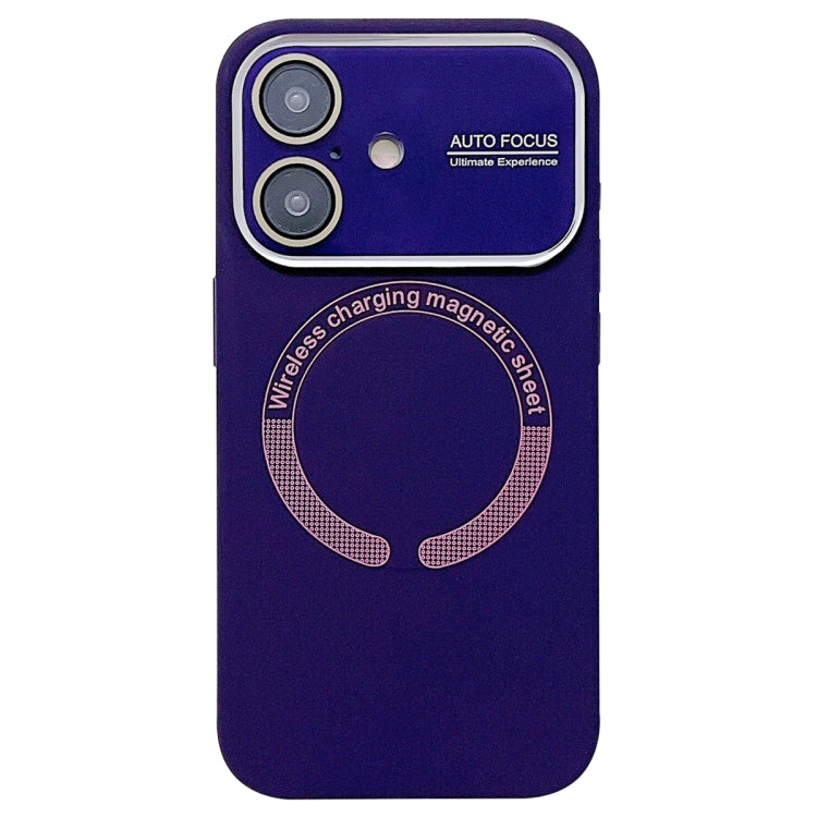 For iPhone 16 Plus Large Window Acrylic Glass Lens MagSafe Silicone Phone Case