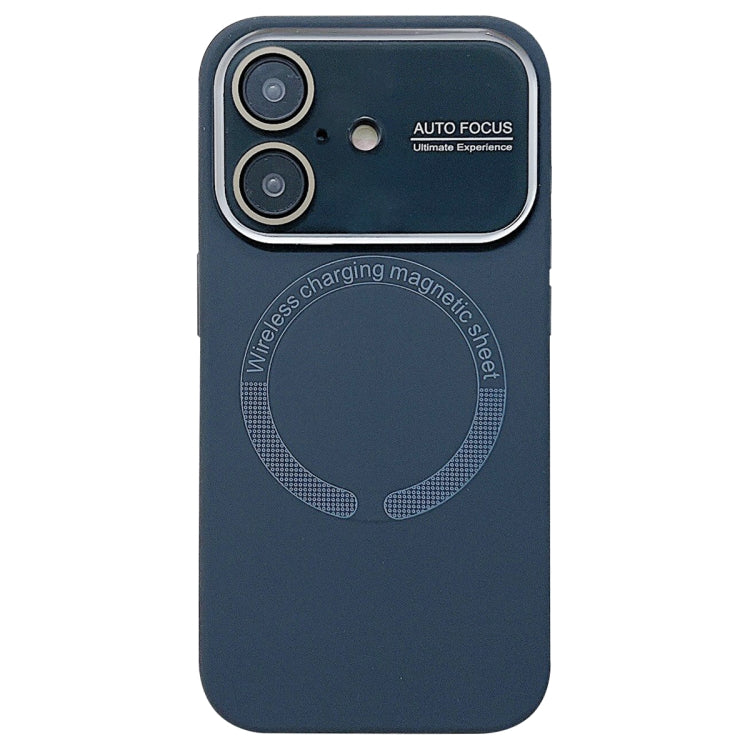 For iPhone 16 Plus Large Window Acrylic Glass Lens MagSafe Silicone Phone Case