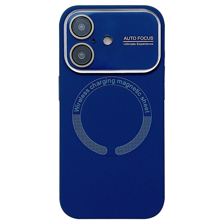 For iPhone 16 Plus Large Window Acrylic Glass Lens MagSafe Silicone Phone Case