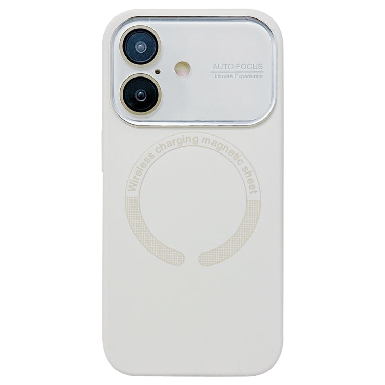 For iPhone 16 Large Window Acrylic Glass Lens MagSafe Silicone Phone Case