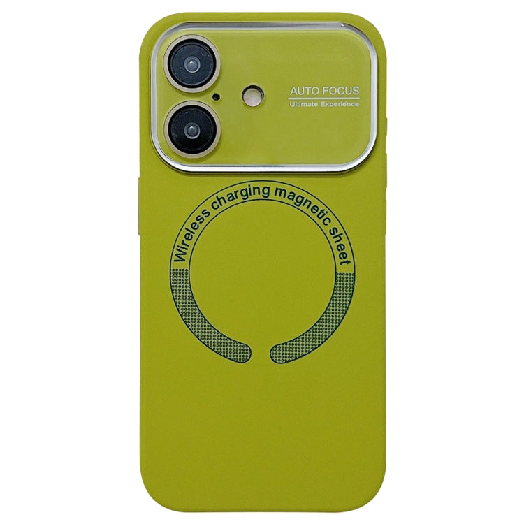 For iPhone 16 Large Window Acrylic Glass Lens MagSafe Silicone Phone Case