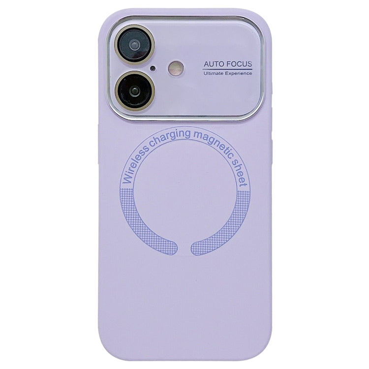 For iPhone 16 Large Window Acrylic Glass Lens MagSafe Silicone Phone Case