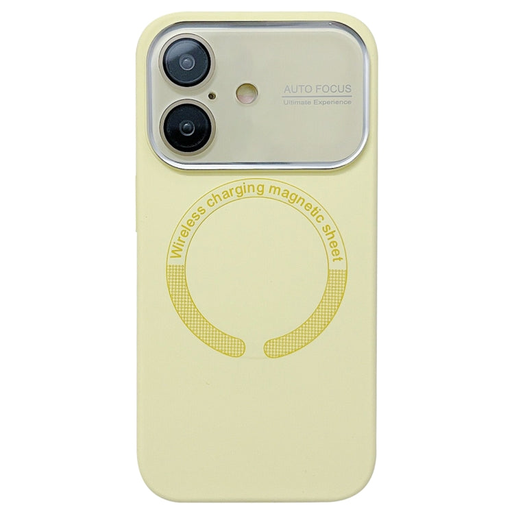 For iPhone 16 Large Window Acrylic Glass Lens MagSafe Silicone Phone Case