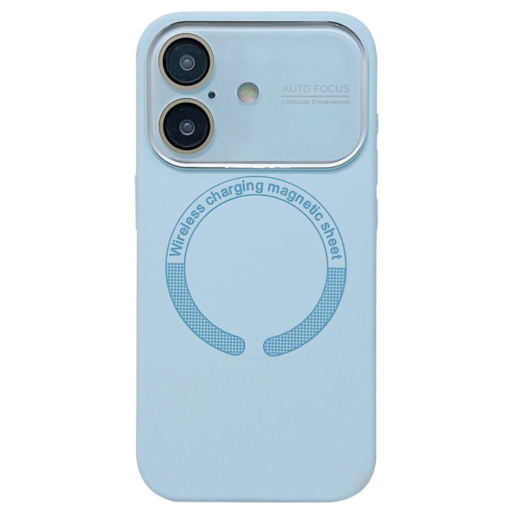 For iPhone 16 Large Window Acrylic Glass Lens MagSafe Silicone Phone Case
