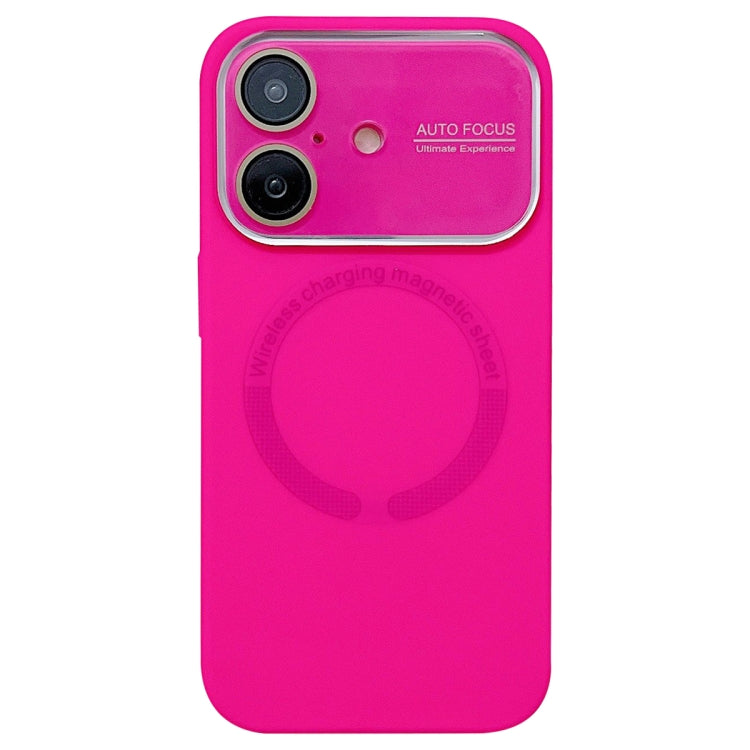 For iPhone 16 Large Window Acrylic Glass Lens MagSafe Silicone Phone Case