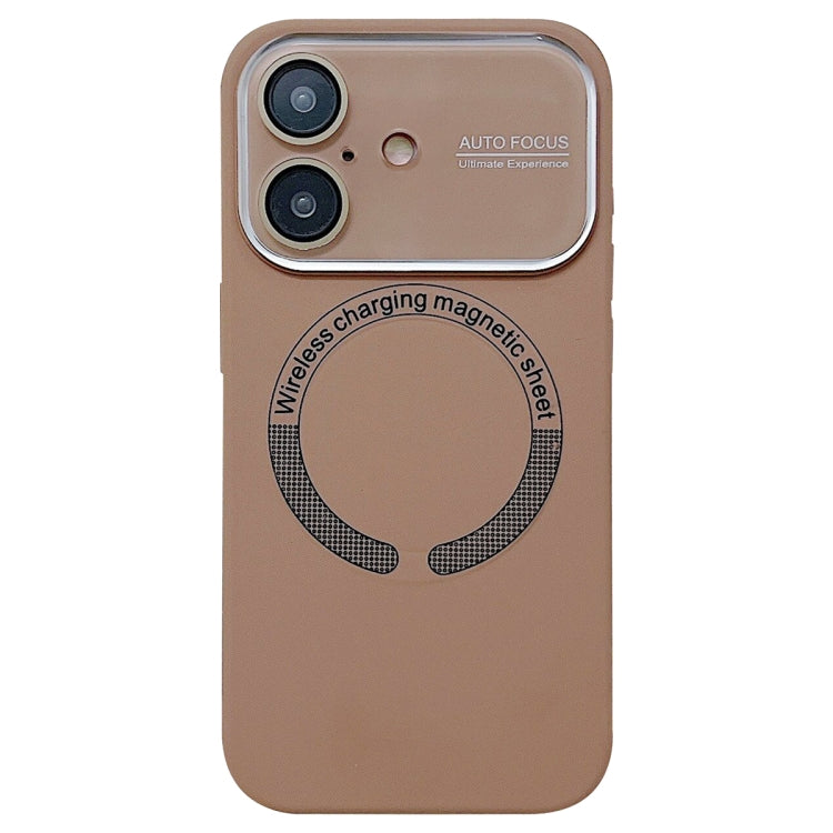 For iPhone 16 Large Window Acrylic Glass Lens MagSafe Silicone Phone Case