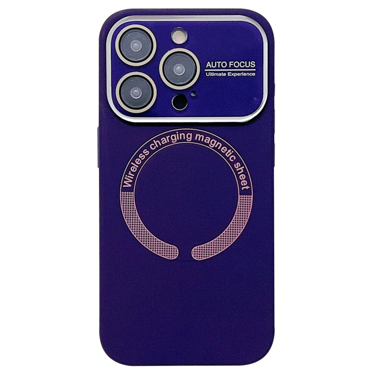 For iPhone 15 Pro Max Large Window Acrylic Glass Lens MagSafe Silicone Phone Case