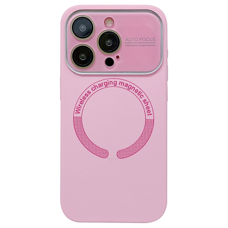 For iPhone 15 Pro Large Window Acrylic Glass Lens MagSafe Silicone Phone Case