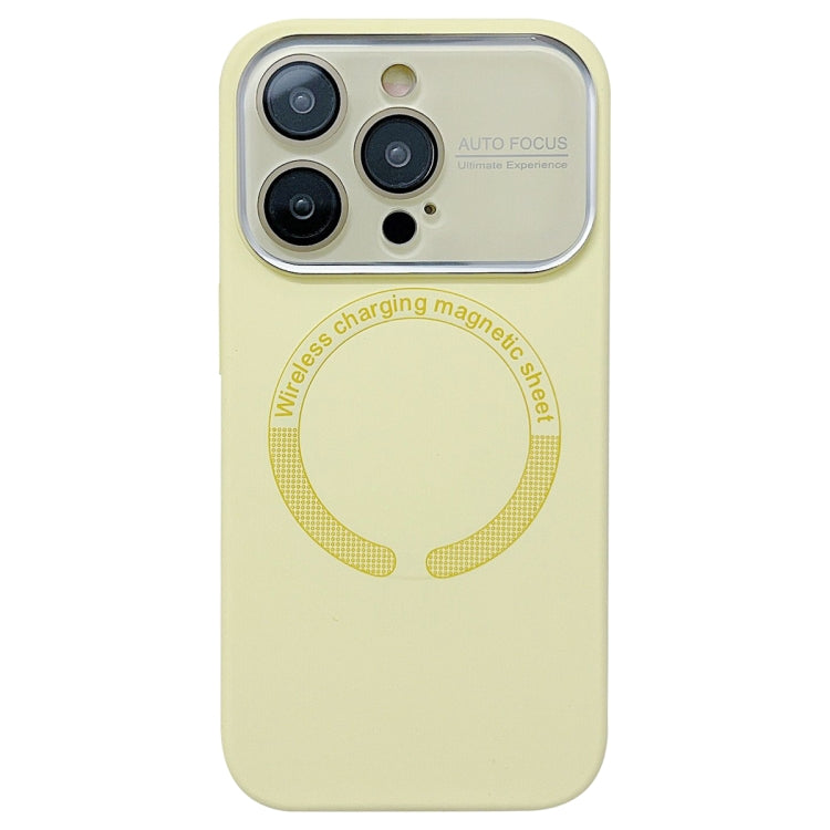 For iPhone 15 Pro Large Window Acrylic Glass Lens MagSafe Silicone Phone Case