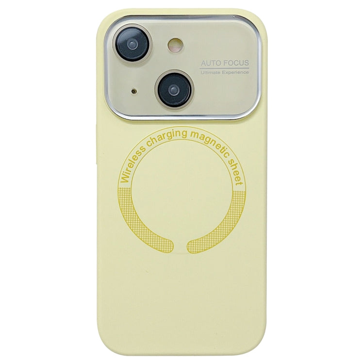 For iPhone 15 Plus Large Window Acrylic Glass Lens MagSafe Silicone Phone Case