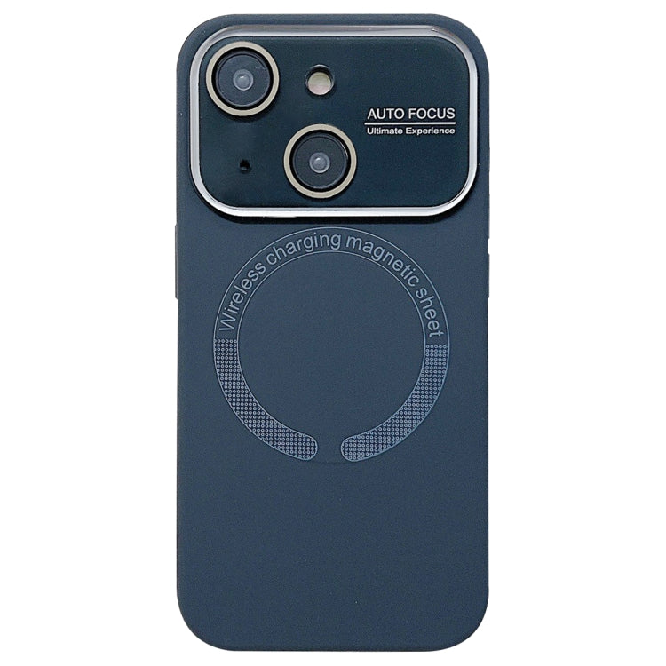 For iPhone 15 Plus Large Window Acrylic Glass Lens MagSafe Silicone Phone Case