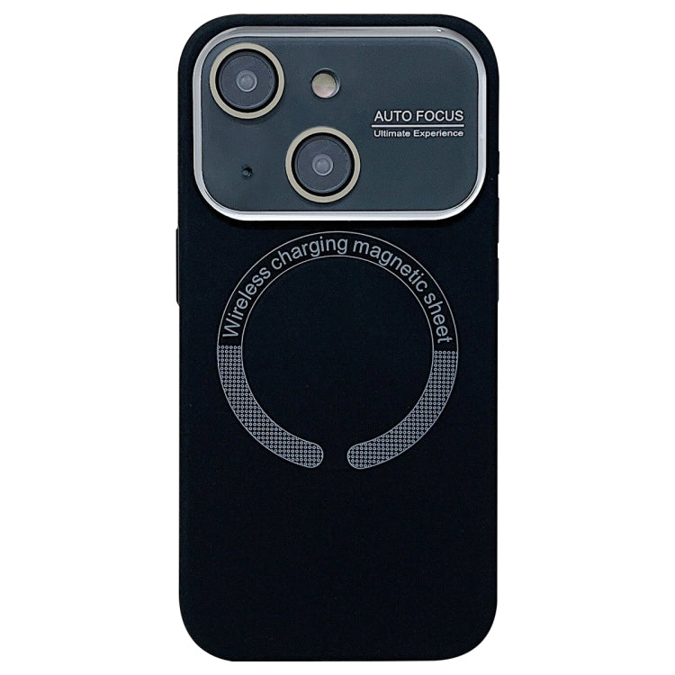 For iPhone 15 Large Window Acrylic Glass Lens MagSafe Silicone Phone Case