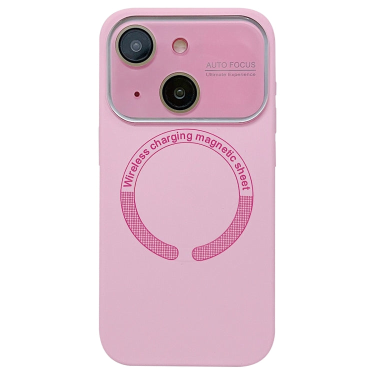 For iPhone 15 Large Window Acrylic Glass Lens MagSafe Silicone Phone Case
