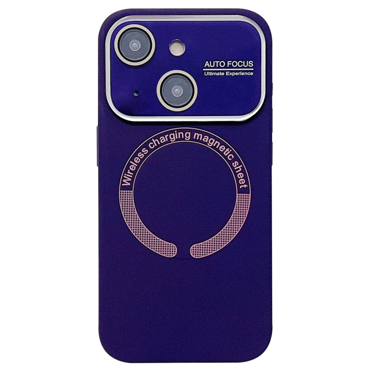 For iPhone 15 Large Window Acrylic Glass Lens MagSafe Silicone Phone Case