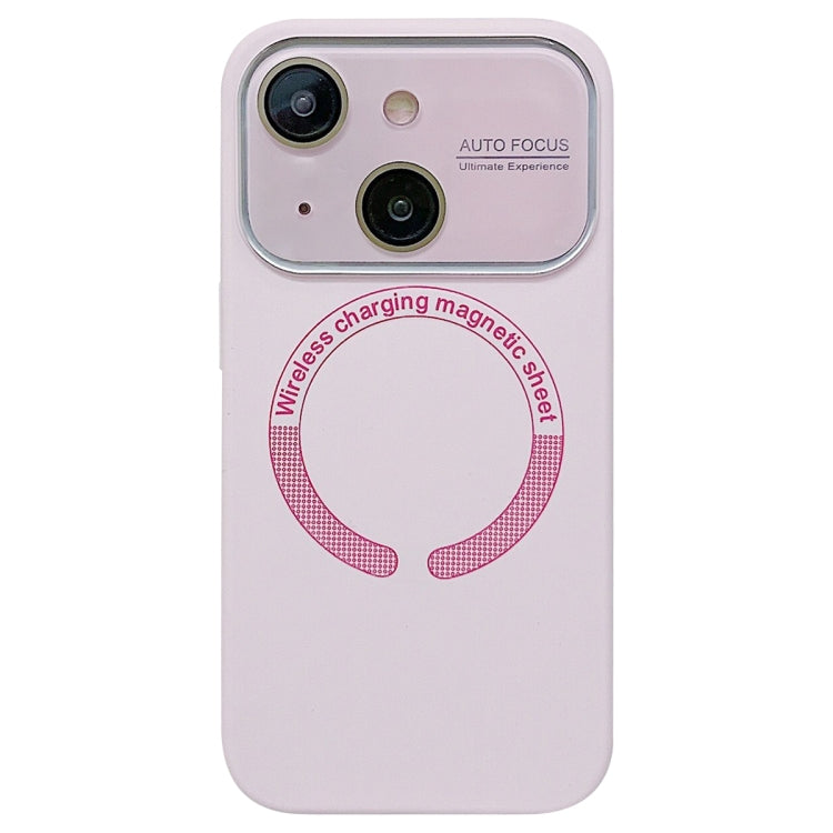 For iPhone 14 Large Window Acrylic Glass Lens MagSafe Silicone Phone Case