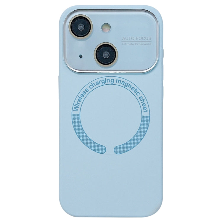 For iPhone 14 Large Window Acrylic Glass Lens MagSafe Silicone Phone Case