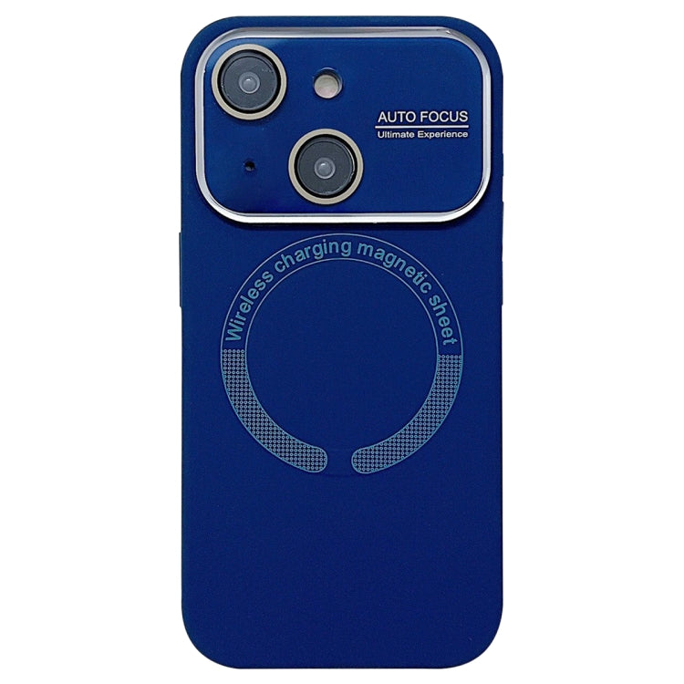 For iPhone 14 Large Window Acrylic Glass Lens MagSafe Silicone Phone Case