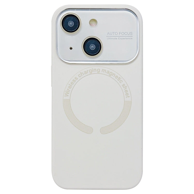 For iPhone 13 Large Window Acrylic Glass Lens MagSafe Silicone Phone Case