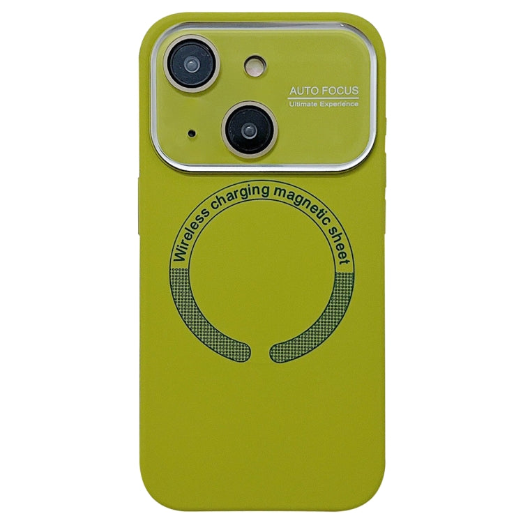 For iPhone 13 Large Window Acrylic Glass Lens MagSafe Silicone Phone Case