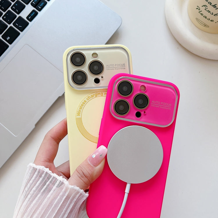 For iPhone 11 Large Window Acrylic Glass Lens MagSafe Silicone Phone Case