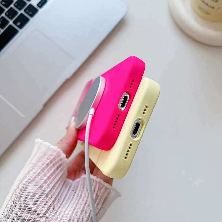 For iPhone 15 Plus Large Window Acrylic Glass Lens MagSafe Silicone Phone Case