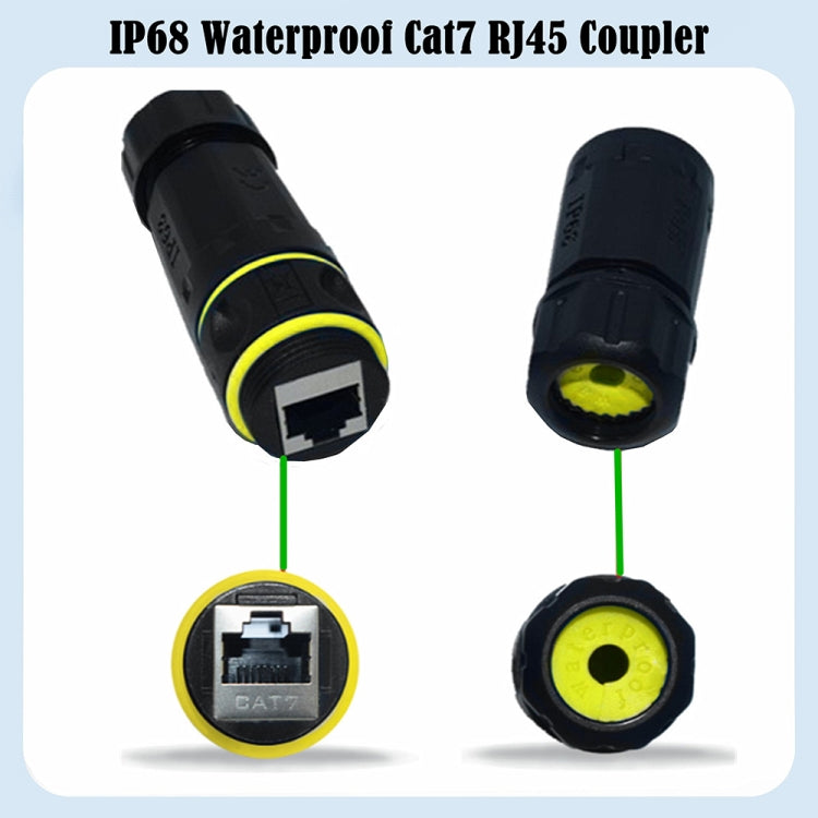 IP68 Waterproof Cat7 RJ45 Shielded Pure Copper Ethernet Coupler - Black