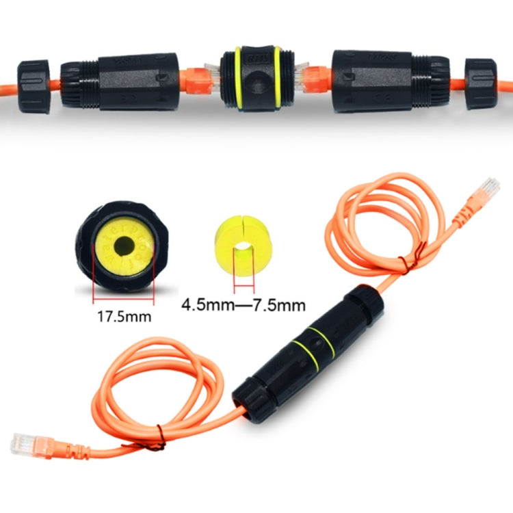 IP68 Waterproof Cat7 RJ45 Shielded Pure Copper Ethernet Coupler - Black