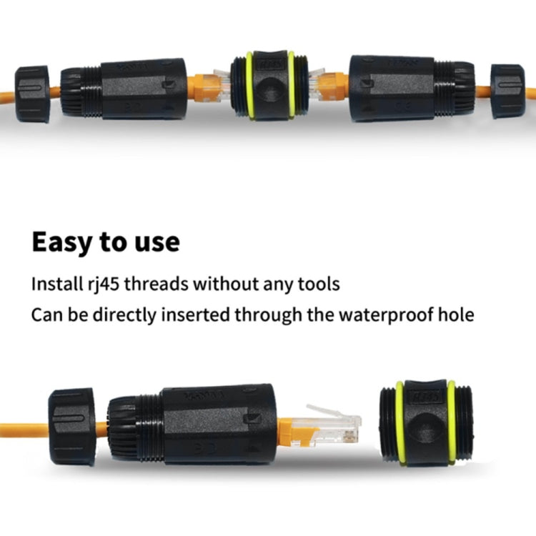IP68 Waterproof Cat7 RJ45 Shielded Pure Copper Ethernet Coupler - Black