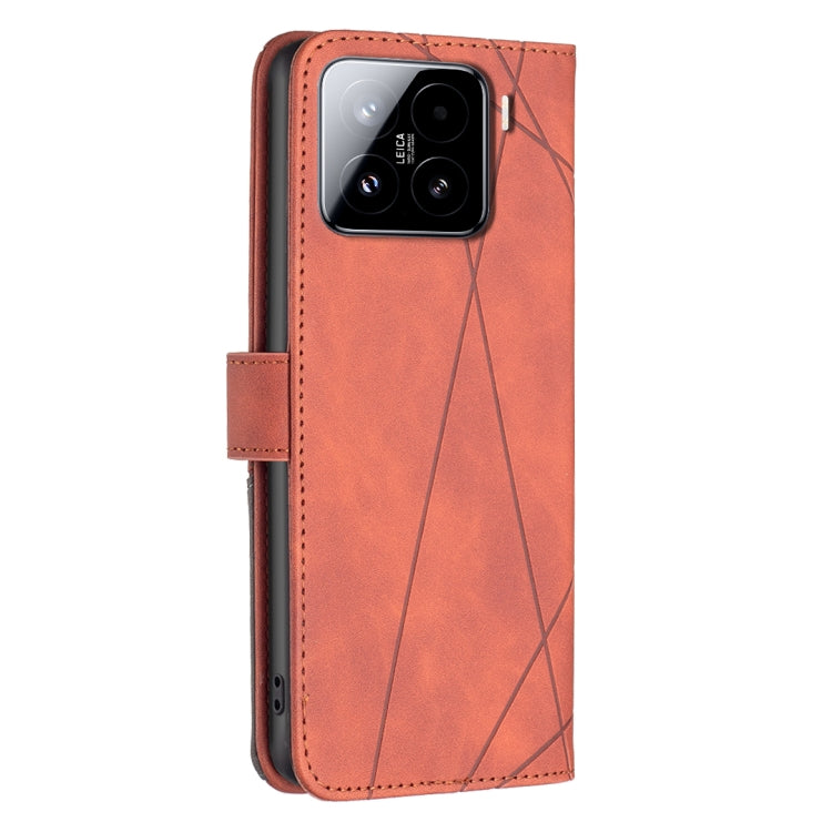 For Xiaomi 15 Magnetic Buckle Rhombus Texture Leather Phone Case