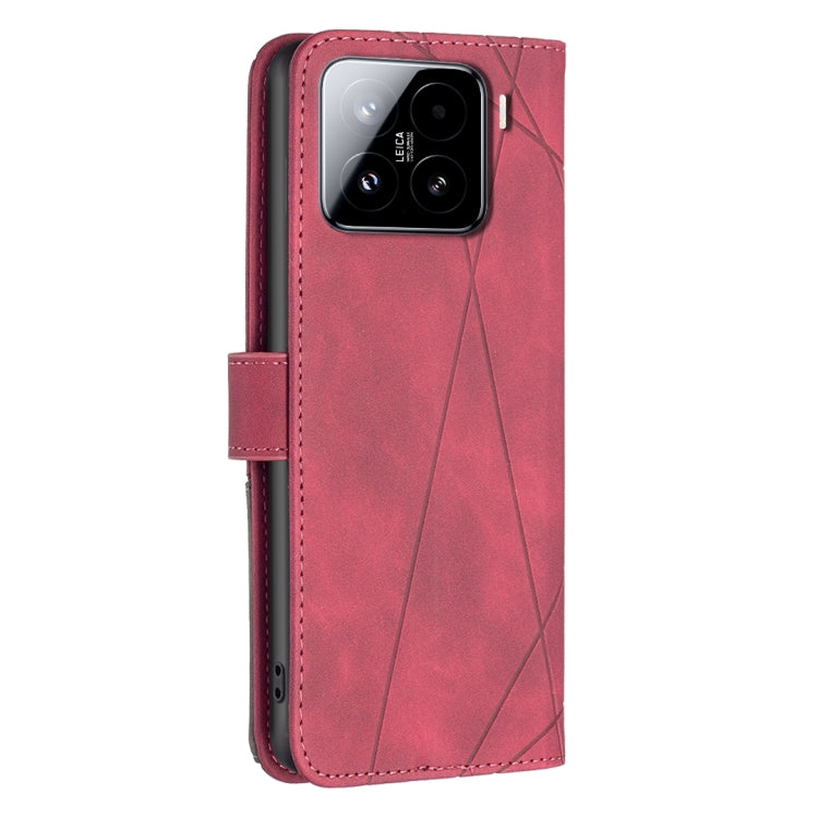For Xiaomi 15 Magnetic Buckle Rhombus Texture Leather Phone Case