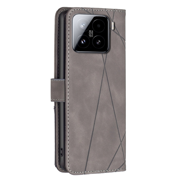 For Xiaomi 15 Pro Magnetic Buckle Rhombus Texture Leather Phone Case