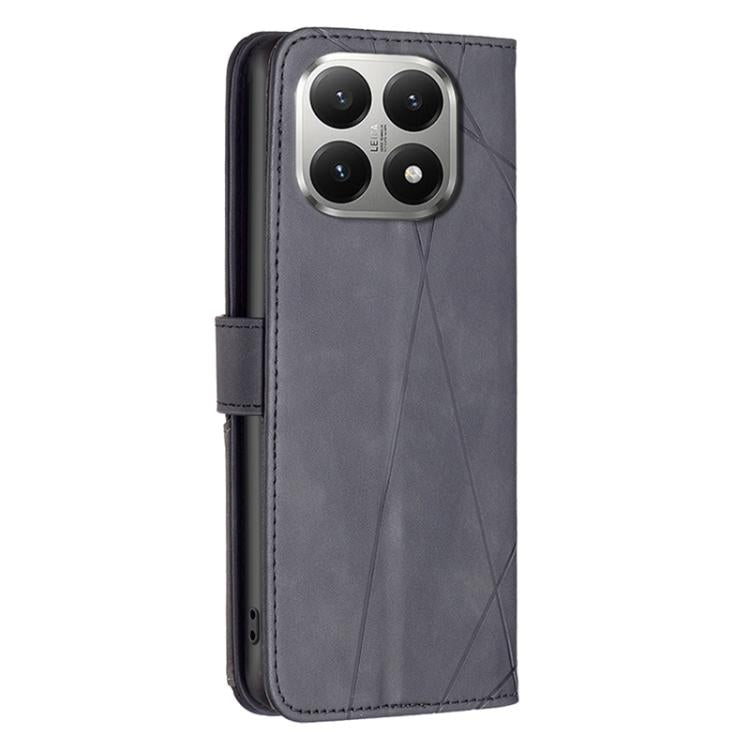 For Xiaomi 15T 5G Magnetic Buckle Rhombus Texture Leather Phone Case