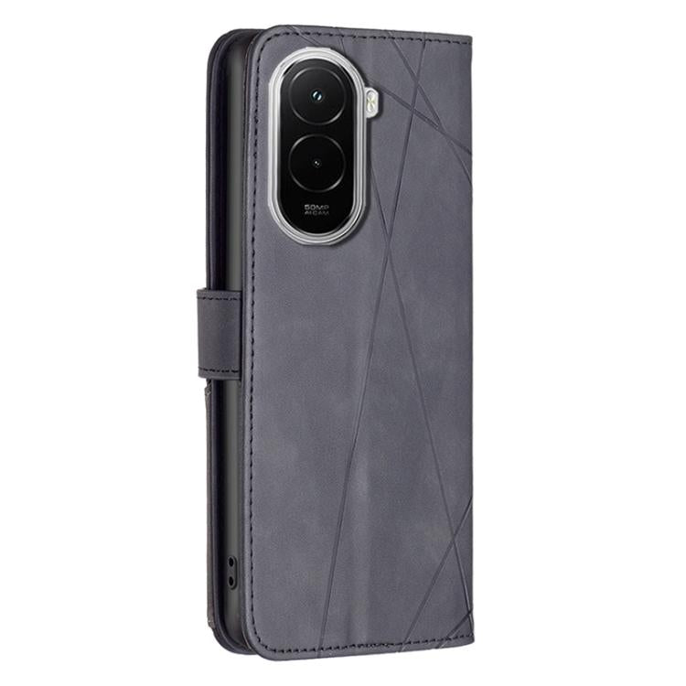 For Xiaomi Poco M7 4G 169mm Magnetic Buckle Rhombus Texture Leather Phone Case
