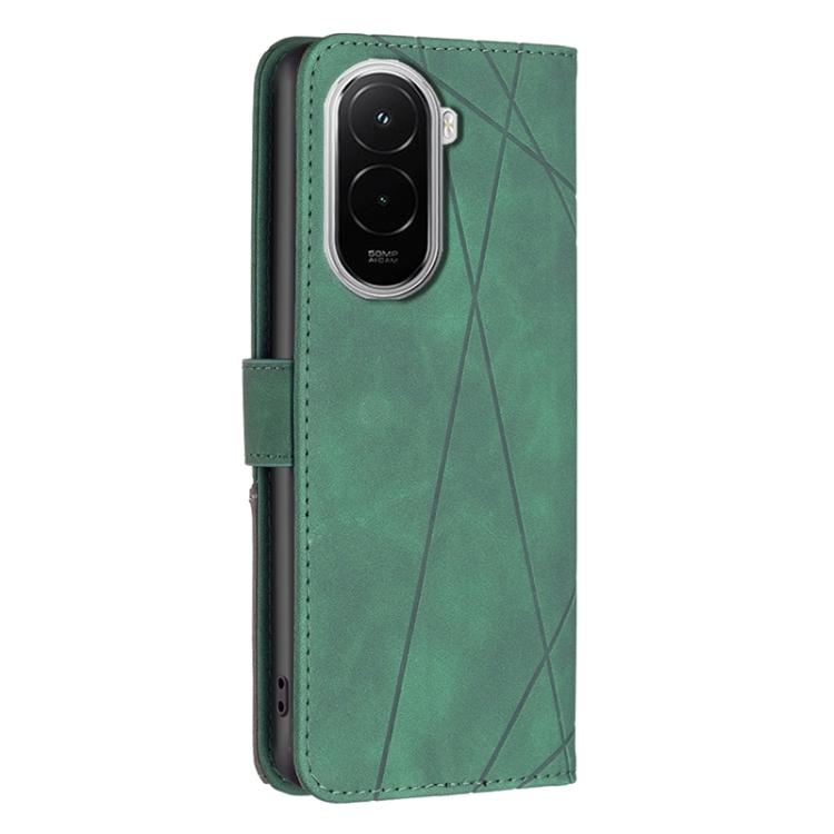 For Xiaomi Poco M7 4G 169mm Magnetic Buckle Rhombus Texture Leather Phone Case