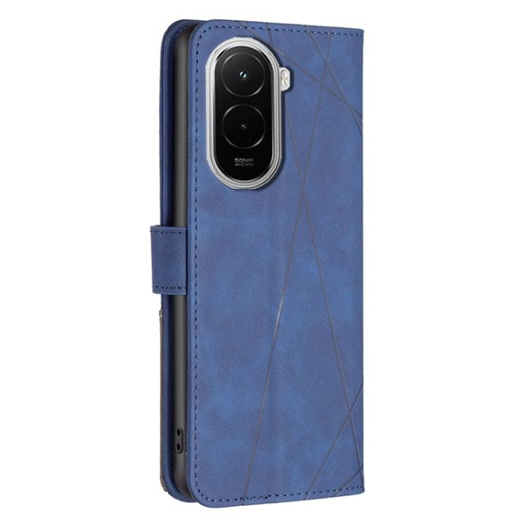 For Xiaomi Poco M7 4G 169mm Magnetic Buckle Rhombus Texture Leather Phone Case
