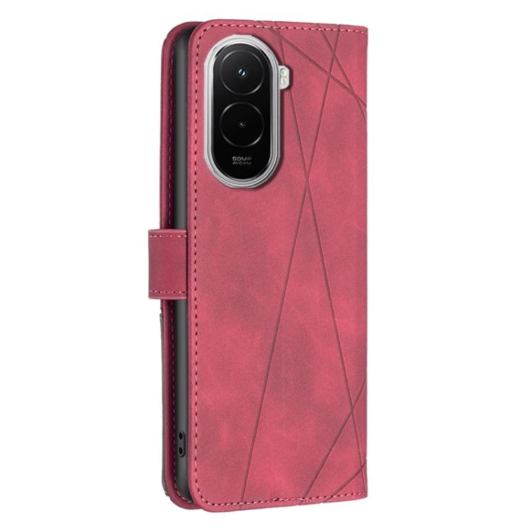 For Xiaomi Poco M7 4G 169mm Magnetic Buckle Rhombus Texture Leather Phone Case