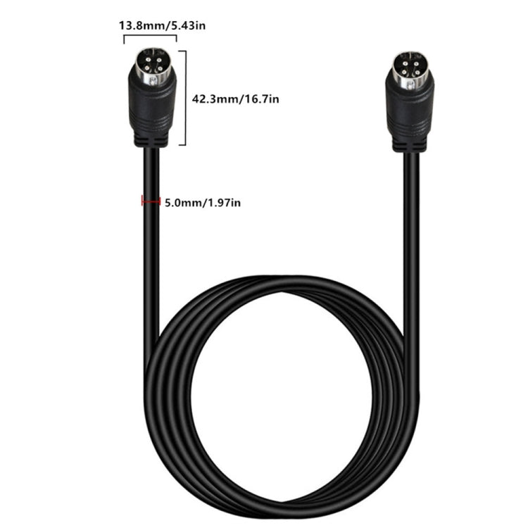 MD DIN 4 Pin Male to Male AC/DC Power Audio Adapter Cable, Length:3m - Black