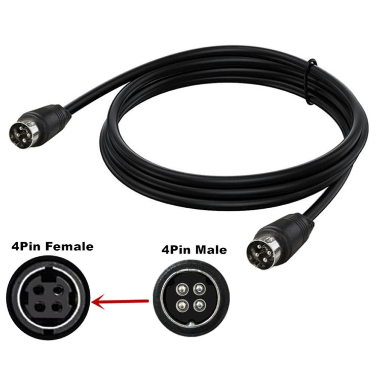 MD DIN 4 Pin Male to Male AC/DC Power Audio Adapter Cable, Length:3m - Black
