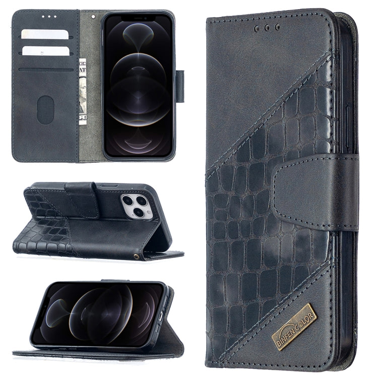 For iPhone 12 / 12 Pro Matching Color Crocodile Texture Horizontal Flip PU Leather Case with Wallet & Holder & Card Slots