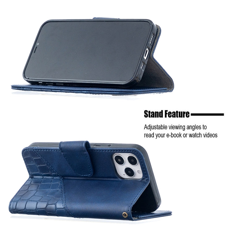 For iPhone 12 / 12 Pro Matching Color Crocodile Texture Horizontal Flip PU Leather Case with Wallet & Holder & Card Slots