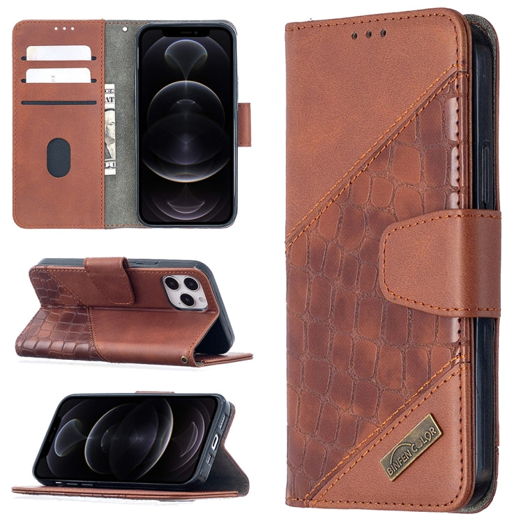 For iPhone 12 / 12 Pro Matching Color Crocodile Texture Horizontal Flip PU Leather Case with Wallet & Holder & Card Slots