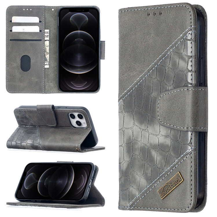 For iPhone 12 / 12 Pro Matching Color Crocodile Texture Horizontal Flip PU Leather Case with Wallet & Holder & Card Slots
