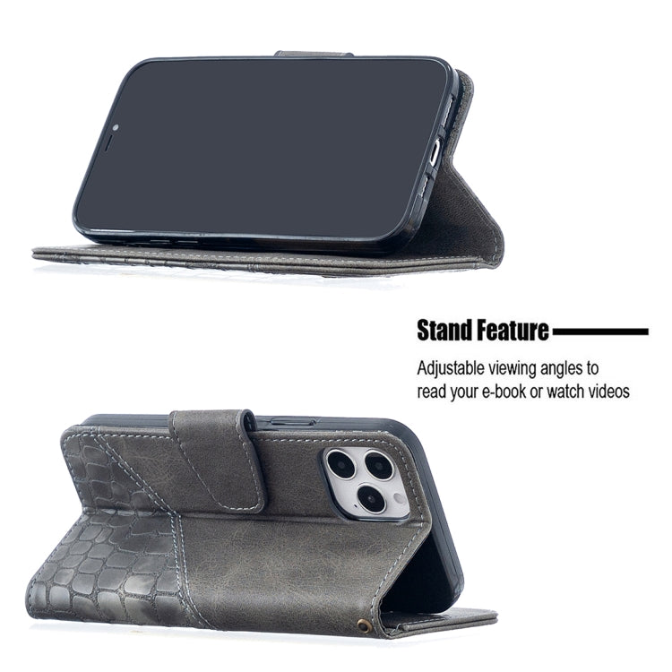 For iPhone 12 / 12 Pro Matching Color Crocodile Texture Horizontal Flip PU Leather Case with Wallet & Holder & Card Slots