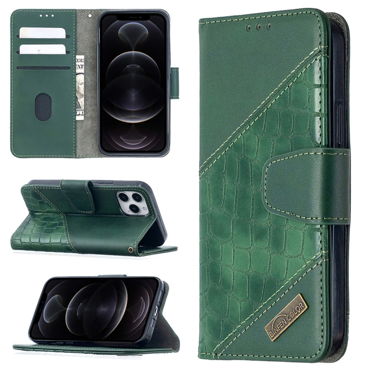 For iPhone 12 / 12 Pro Matching Color Crocodile Texture Horizontal Flip PU Leather Case with Wallet & Holder & Card Slots