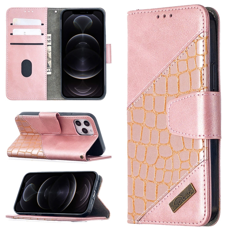 For iPhone 12 / 12 Pro Matching Color Crocodile Texture Horizontal Flip PU Leather Case with Wallet & Holder & Card Slots