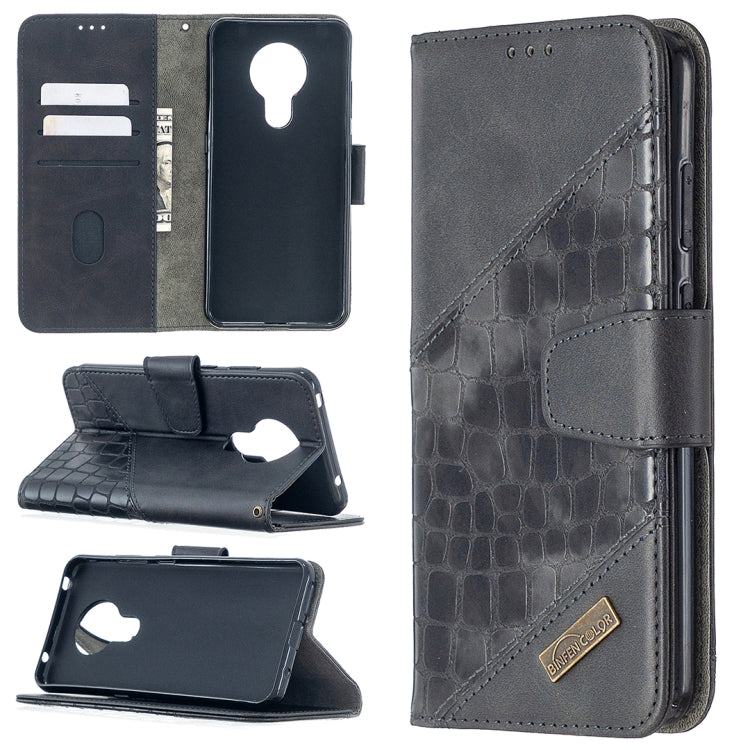 For Nokia 5.3 Matching Color Crocodile Texture Horizontal Flip PU Leather Case with Wallet & Holder & Card Slots