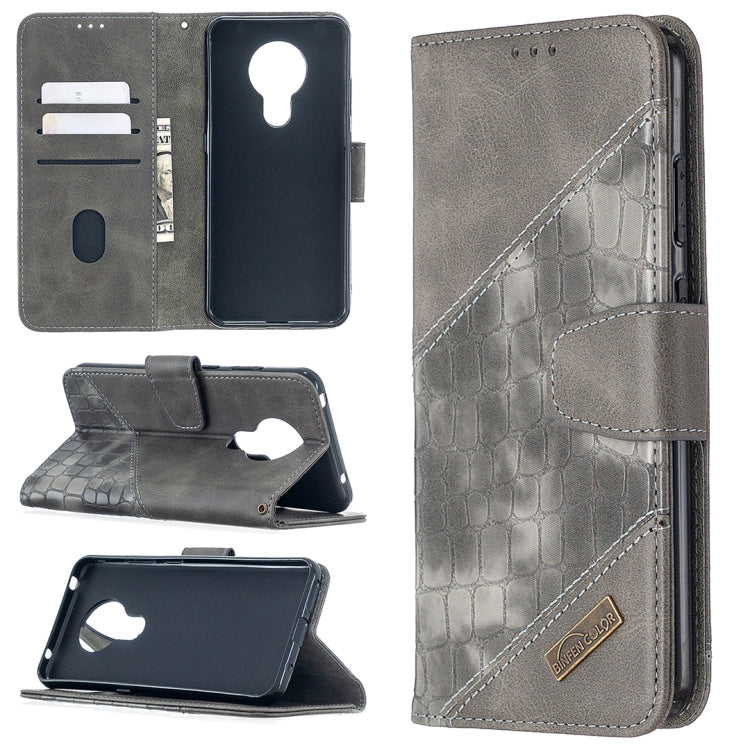 For Nokia 5.3 Matching Color Crocodile Texture Horizontal Flip PU Leather Case with Wallet & Holder & Card Slots