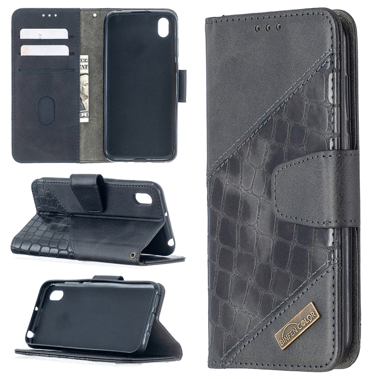 For Huawei Y5(2019) Matching Color Crocodile Texture Horizontal Flip PU Leather Case with Wallet & Holder & Card Slots